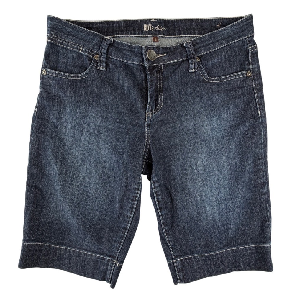 Kut from the Kloth Womens Dark Wash Denim Bermuda Shorts Size 6 Indigo Stretch